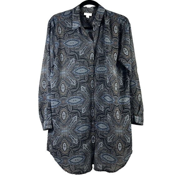 J. Jill Tops - J. Jill Blouse Women's Size Small Paisley Tunic Mandala Long Sleeve Blouse